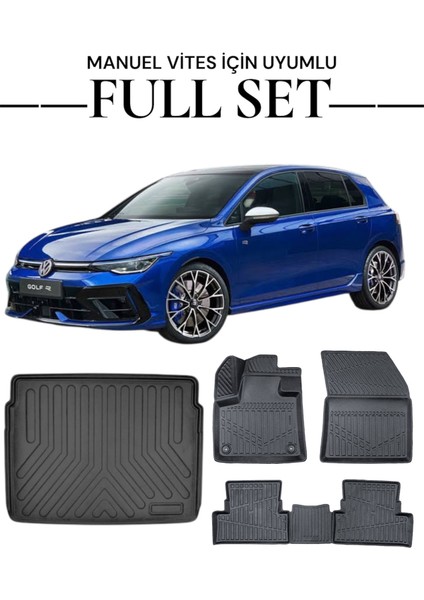 Volkswagen Golf 8 Manuel 2021- Uyumlu Araca Özel Bagaj Havuzu & Lüx 4d Paspas