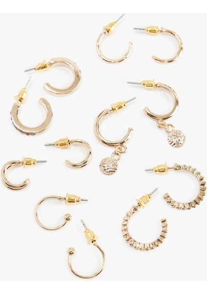 Taş Detaylı 6'lı Halka Küpe Seti modelleri