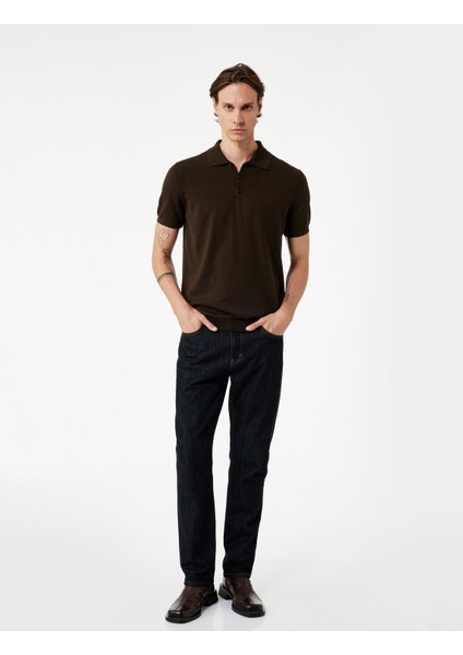 Regular Fit Düğmeli Polo Yaka Pamuklu Kısa Kollu Triko Tişört fiyatları