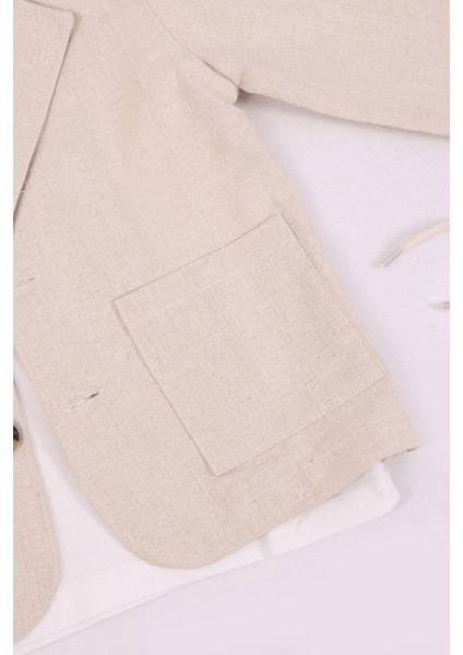 Erkek Çocuk Keten Ceket Pantolon 3'lü Takım modelleri