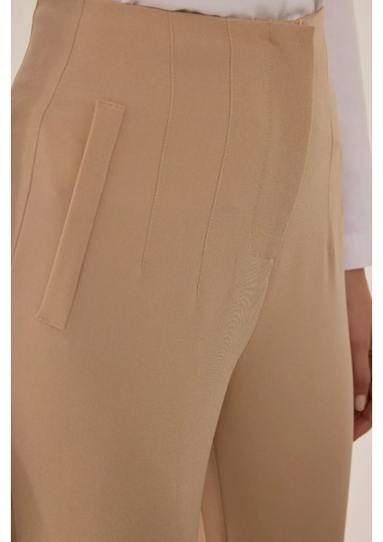 Kadın Yüksek Bel Cigarette Pantolon Natural fırsatları