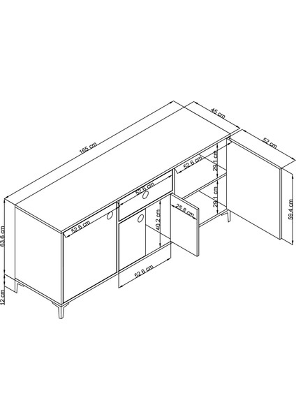 Nara Konsol Çok Amaçlı Dolap Ceviz&beyaz fırsatları