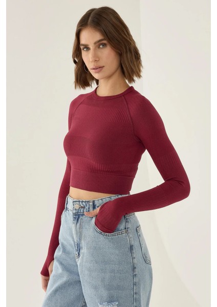 Kadın Slim Fit Basic Crop Top Red modelleri