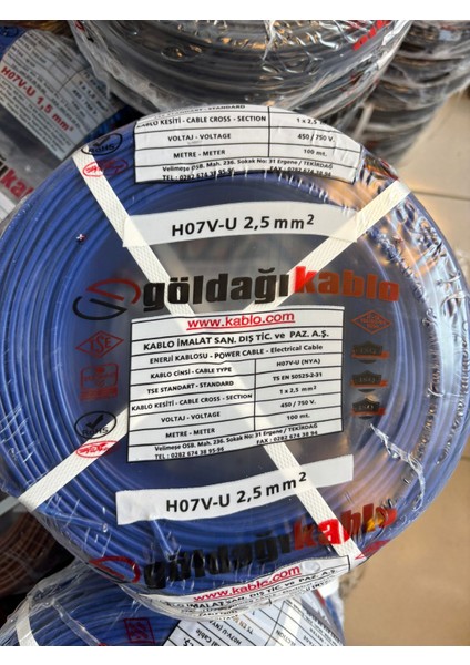 2,5 Nya Kablo Mavi 100 Metre