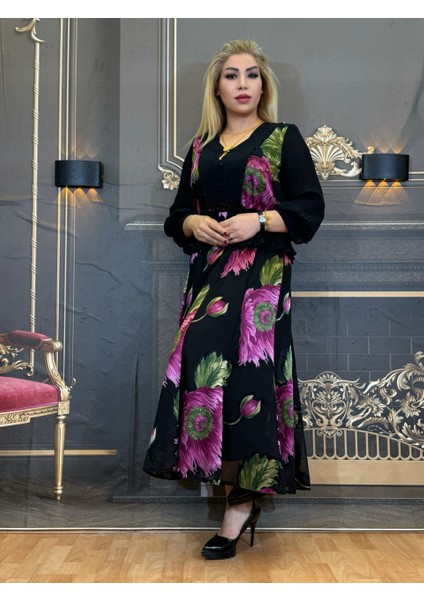 Abiye Elbise,çiçekli,şifon ve Saten,etekli Elbise,yüksek Kaliteli,el Işlemeli Taş,astarli,desenli