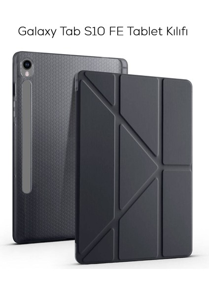 Galaxy Tab S10 Fe SM-X520 Kılıf Üçe Katlanan Kalem Bölmeli Standlı Kılıf Uyandırma Özellikli