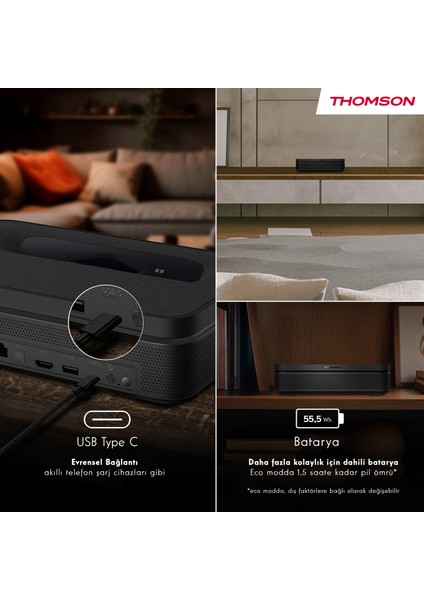 Sirius Laser Full HD 4K Destekli 100" Dahili Bataryalı Taşınabilir Projeksiyon Cihazı Google Tv Sertifikalı 600 Ansı Lumen - PG55B fırsatları