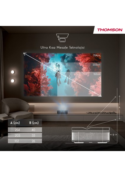 Sirius Laser Full HD 4K Destekli 100" Dahili Bataryalı Taşınabilir Projeksiyon Cihazı Google Tv Sertifikalı 600 Ansı Lumen - PG55B