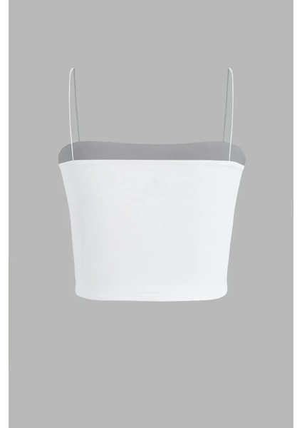 Kadın Kare Yaka Crop Top White fiyatları