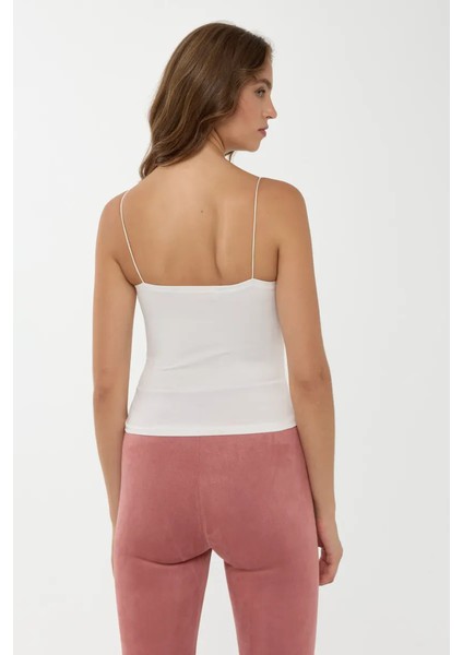 Kadın Kare Yaka Crop Top White