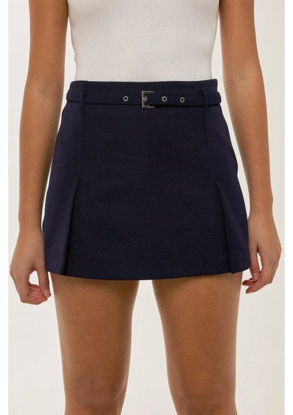 Kadın Kemerli Mini Şort Etek Blue fiyatları