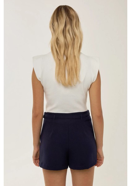 Kadın Kemerli Mini Şort Etek Blue indirimleri