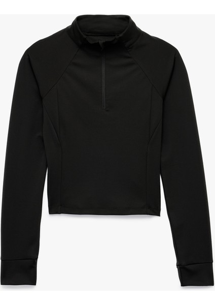 Uzun Kollu Dik Yaka Yarım Fermuarlı Spor Sweatshirt