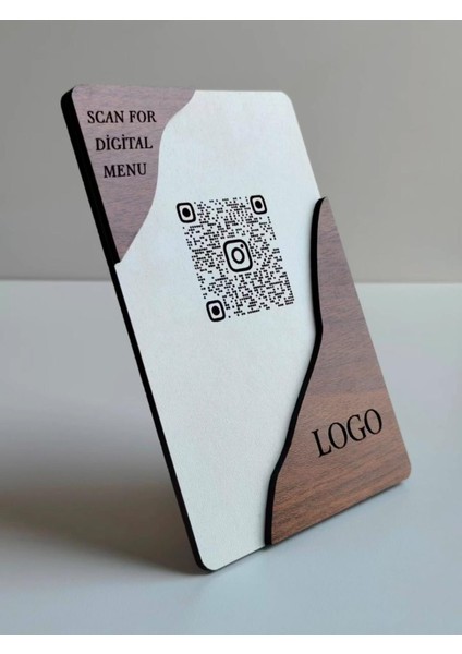 Iban Standı| Hesap Bilgileri Karekod Stant|qr Kod Ödeme Ahşap Masaüstü Çerçeve|menü STANDI|MK5005