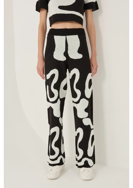 Kadın Soyut Triko Pantolon Siyah fiyatları