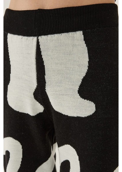 Kadın Soyut Triko Pantolon Siyah indirimleri