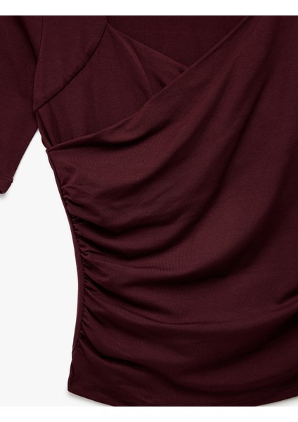 Slim Fit Kısa Kollu Düşük Omuz Kruvaze Bluz modelleri