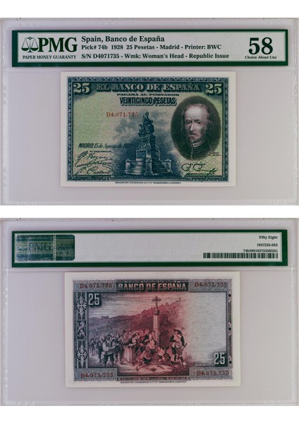 Ispanya 25 Peseta - 1928 - Çil Altı - Pmg 58