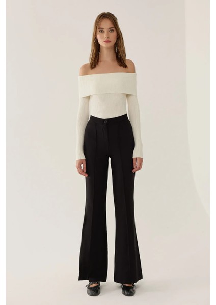 Kadın Omuz Açık Madonna Yaka Triko Üst Tozlu Beyaz fiyatları