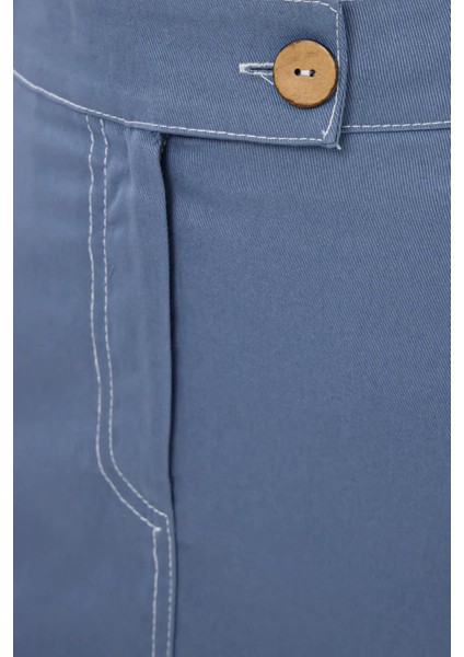 Kadın Yüksek Bel Dikiş Detaylı Mini Etek Mavi fırsatları