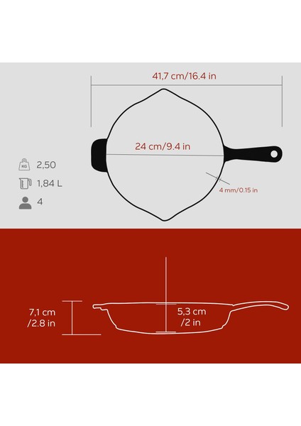 Döküm Yuvarlak Kızartma Tavası Döküm Demir Yekpare Saplı. ÇAP(Ø)24CM indirimleri