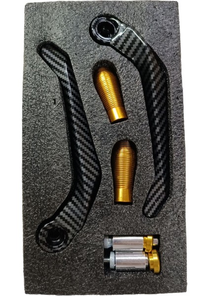 Motosiklet Karbon Manet Koruma Seti – Sarı CNC Alüminyum Universal Uyumlu