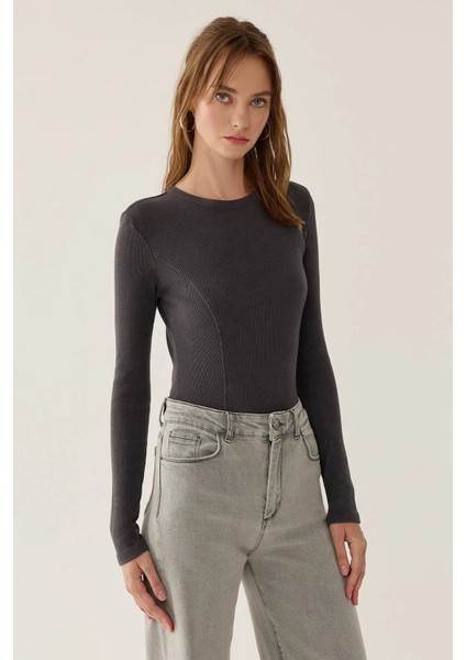 Kadın Yıkamalı Body Gri