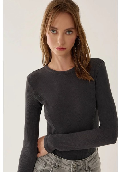 Kadın Yıkamalı Body Gri modelleri