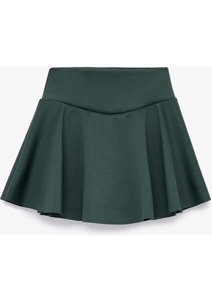 Yüksek Bel Rahat Kalıp Scuba Mini Spor Şort Etek