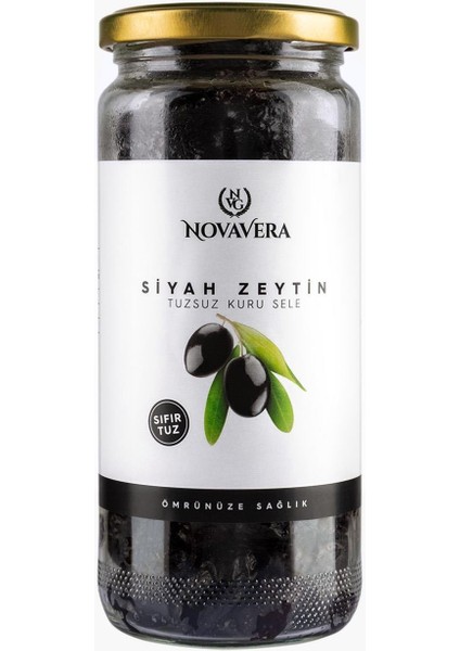 Tuzsuz Kuru Sele Siyah Zeytin 500 ml (Net 300g)