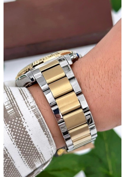 Milano Luxury Erkek Kol Saati Gold-Gümüş Çelik Kordon Çelik Kasa Fonksiyonlar Aktif ZMB007 fiyatları