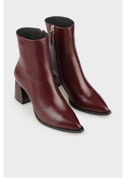 Bordo Deri Kadın Klasik Bot fiyatları