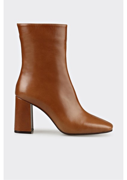 Naturel Deri Kadın Klasik Bot