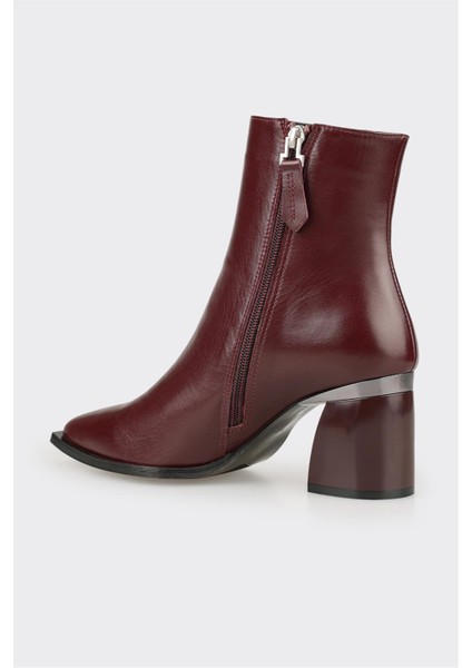 Bordo Deri Kadın Klasik Bot modelleri