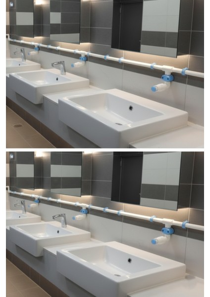 Merkezi Sistem Depolu Sabunluk Sistemi 10LT Butonlu Mavi 4 Musluklu fiyatları