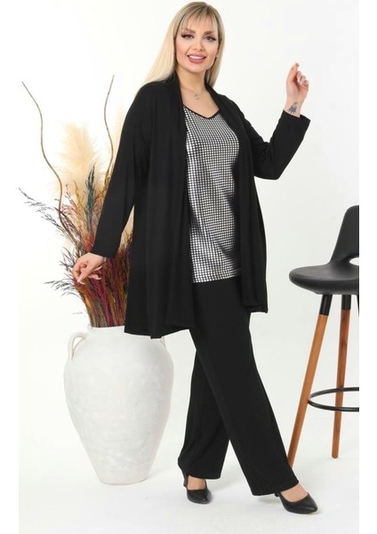 Kadın Büyük Beden Arkası Siyah, Önü Varak Baskılı Askılı Viskon Bluz modelleri