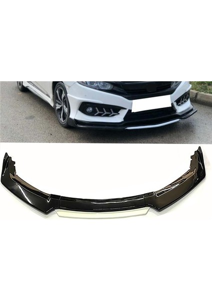 Fiat Linea 2007-2012 Beyaz Şeritli Renkli Ön Ek Ön Lip Piona Black 4 Prç