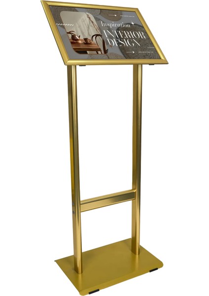 A2(42X60) Gold Sac Taban Çift Ayaklı Menü ve Bilgilendirme Panosu Ayaklı Reklam Panosu