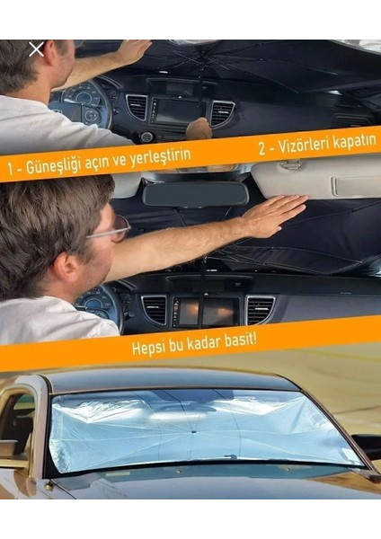 Oto Araba Güneşlik Şemsiye Tip Ön Cam Güneş Önleyici Katlanabilir Tüm Araçlara Uygun indirimleri