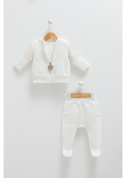 Torino Premium 3lü Yelekli Takım Ekru