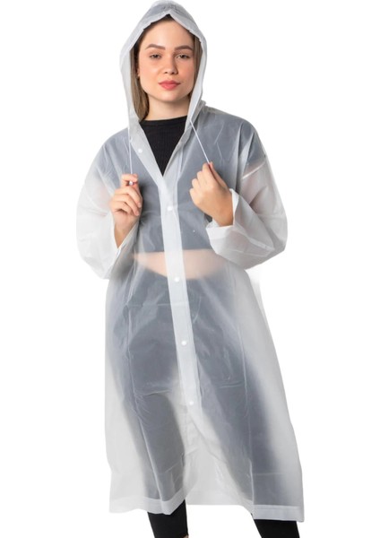 Kadın Erkek Yağmurluk Kapüşonlu Çıtçıtlı Eva Beyaz Yağmurluk BYMMRC881R02 fırsatları