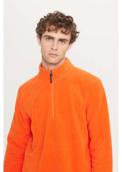 Erkek Turuncu Anti-pilling Tüylenme Yapmayan Standart Fit Dik Yaka Soğuk Geçirmez Polar Sweatshirt fırsatları