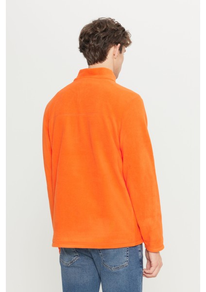 Erkek Turuncu Anti-pilling Tüylenme Yapmayan Standart Fit Dik Yaka Soğuk Geçirmez Polar Sweatshirt indirimleri