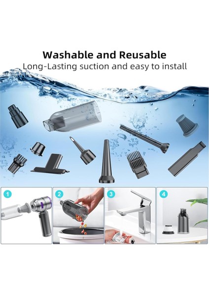 Mini Araç Süpürgesi El Tipi Portatif 15.000 Pa Extra Vakum Güçlü ve Üflemeli 3 Kademeli fiyatları