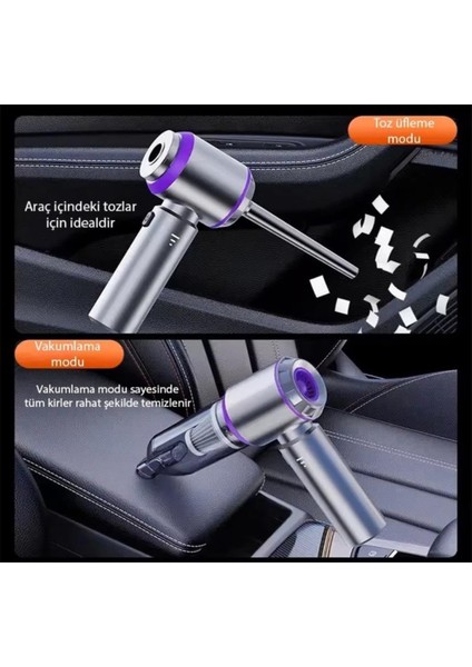 Mini Araç Süpürgesi El Tipi Portatif 15.000 Pa Extra Vakum Güçlü ve Üflemeli 3 Kademeli indirimleri