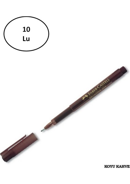 Faber Castell Faber Broadpen 0.8 mm Keçe Kalem Koyu Kahve 10'lu
