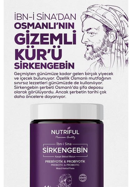 Nutrıful İbni Sina Sirkengebin Probiyotik-Prebiyotik Diyet Macunu 240 gr fiyatları