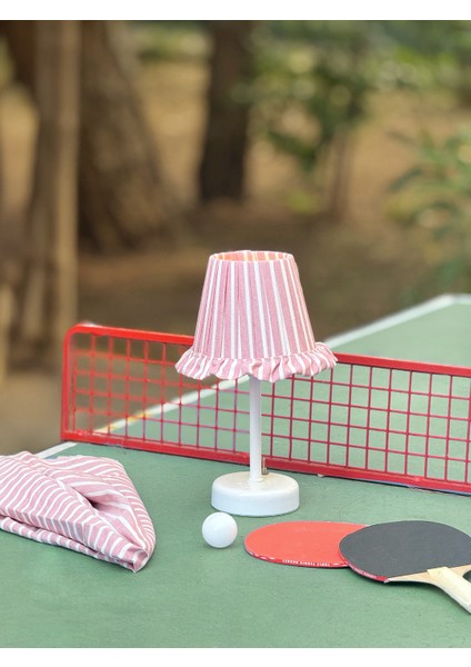 Smash Kırmızı Çizgili Kablosuz Pilli Masa Lambası - Alt Uzun Beyaz