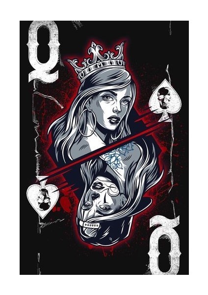 Sanatsal Iskambil Iki Yüzlü Maça Kızı Ev Duvar Salon Güzellik Salonu Ofis Dükkan Dekarasyon Kanvas Tablo modelleri