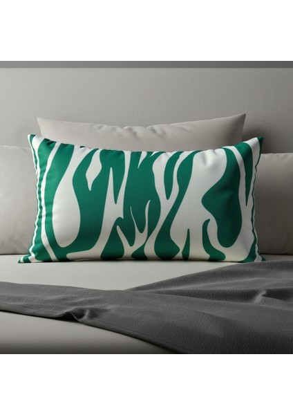 Jungle Breeze 50X30 Dikdörtgen Kırlent Kılıfı – Modern Dekoratif Yastık Kılıfı, Yeşil -Beyaz modelleri